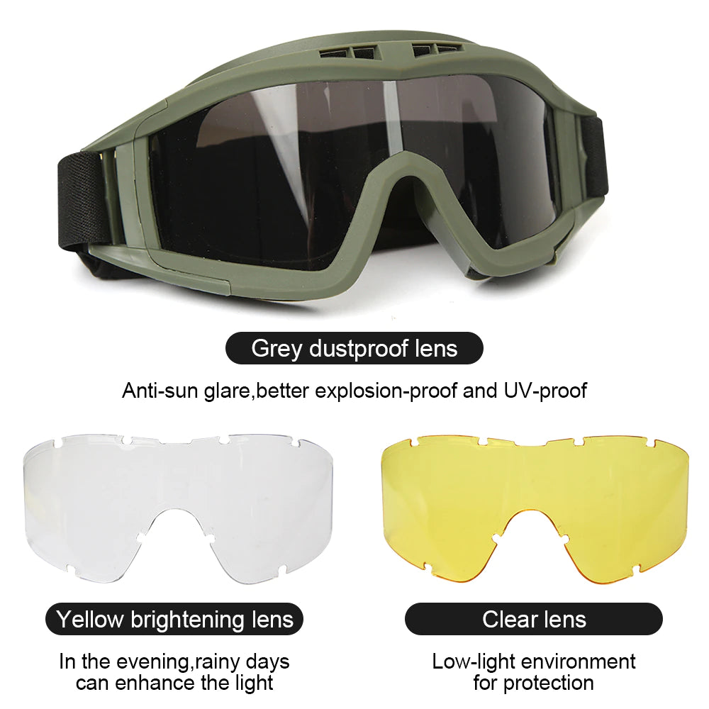 Tactical Goggles 3 Lens 