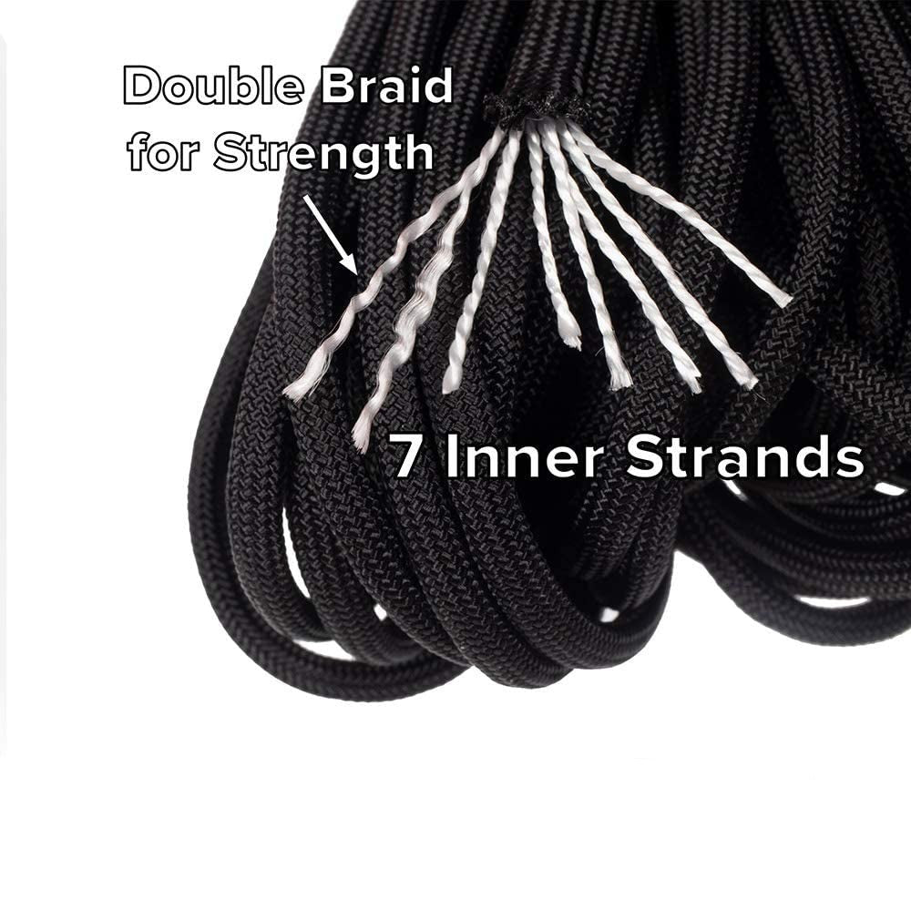 Genuine Type III 550Lb Paracord – Nylon Cord in Solid, Multi, and Reflective Colors – 25+ Colors and Length Options of 10', 25', 50', and 100'