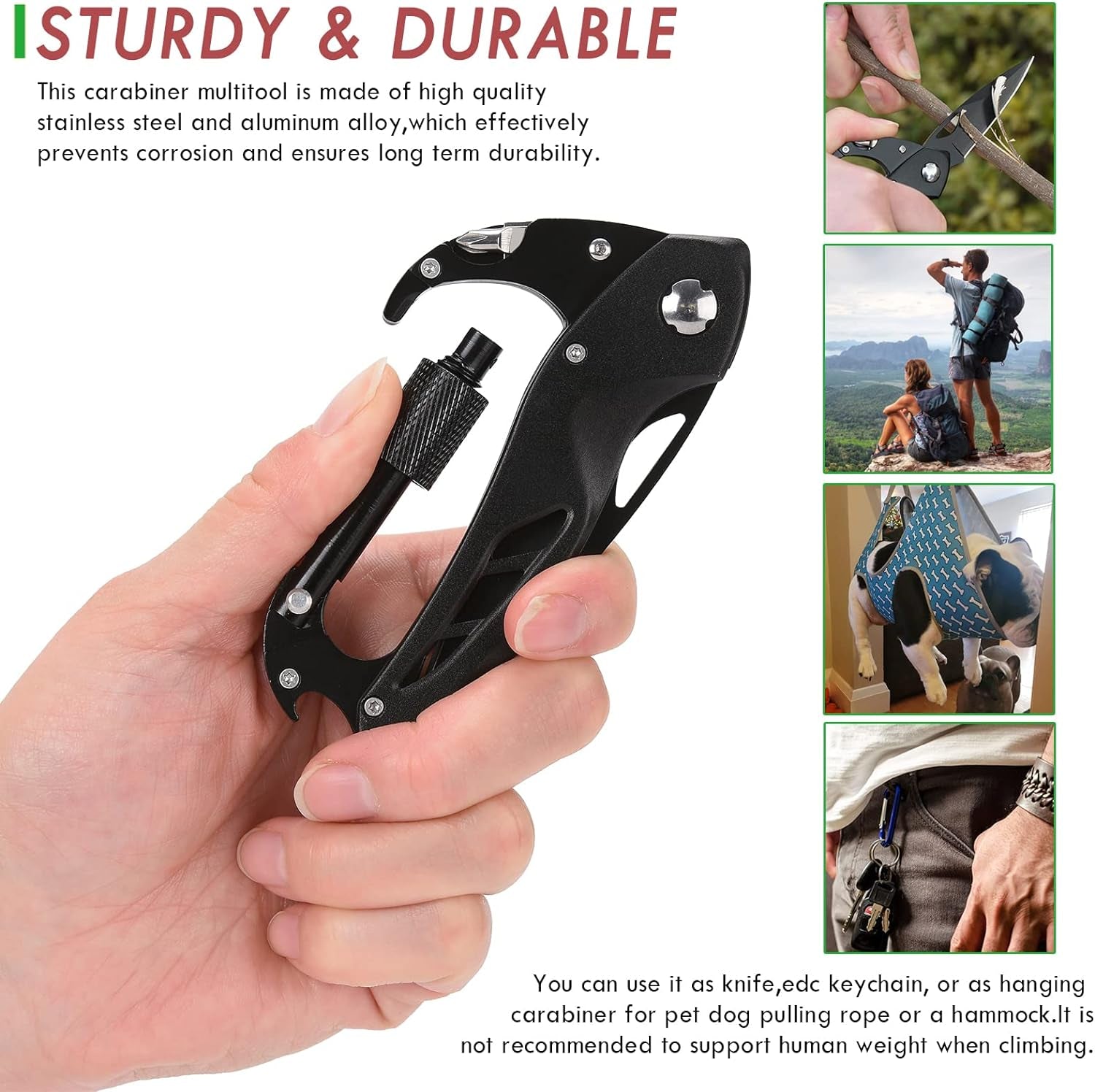 Multitool Carabiner with Folding Pocket Knife