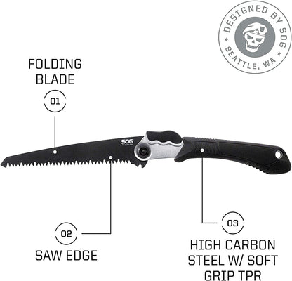 Folding Saw - Wood Saw, Hand Saw, Pruning Saw and Camping Saw with 8.25 Inch Removable Blade and Compact Sheath for Foldable Saw (F10N-CP) , Black