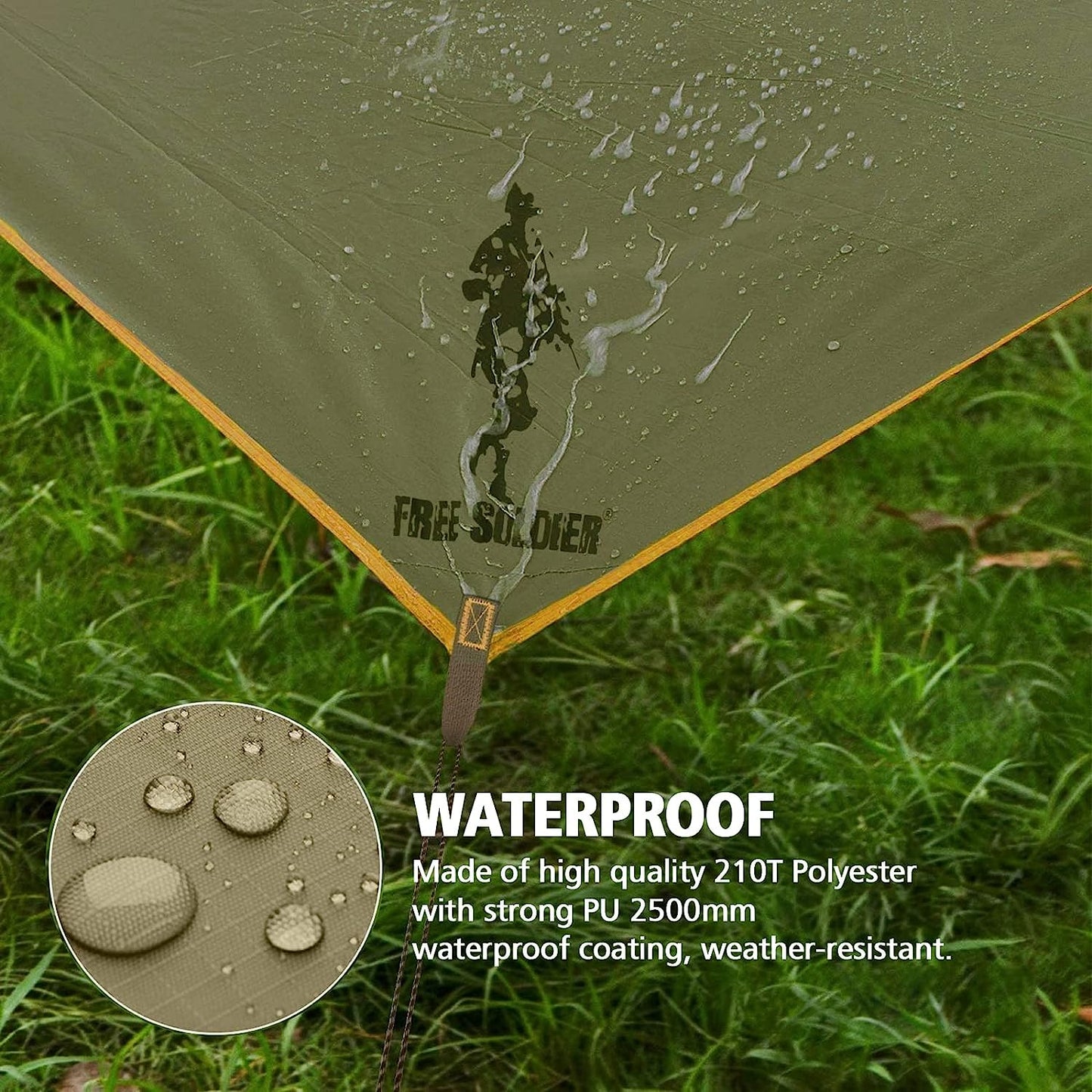 Waterproof Portable Tarp Multifunctional Outdoor Camping Traveling Awning Backpacking Tarp Shelter Rain Tarp (Brown)