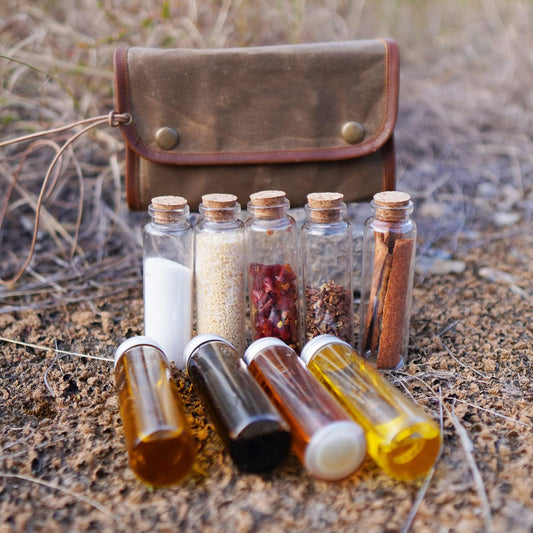 Camping Spice Kit Travel Spice Holder Hiking Spices Set Bushcraft Spice Kit for Outdoor Camping BBQ - Green