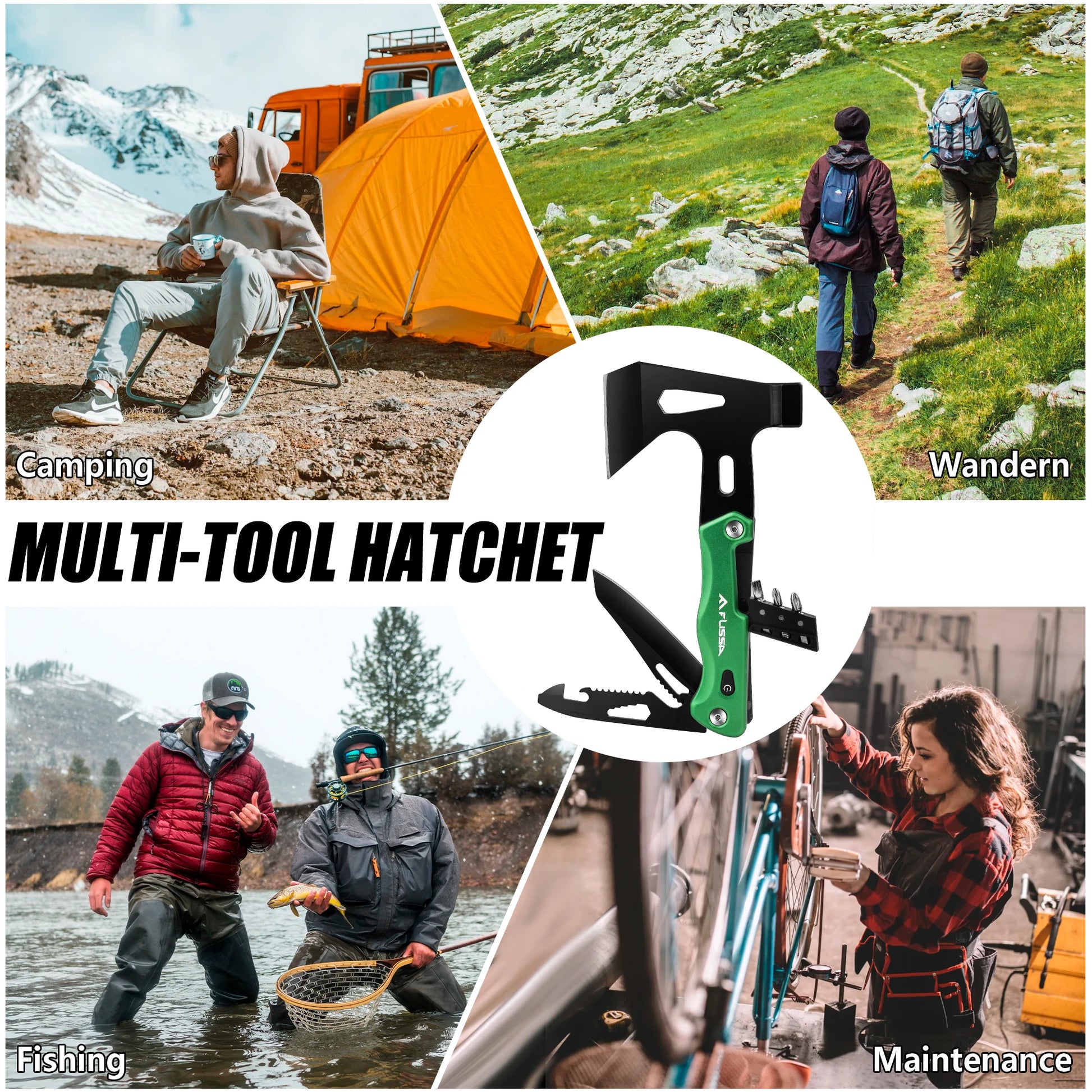 14 in 1 Multitool Camping Hatchet with Sheath Multifunctional 